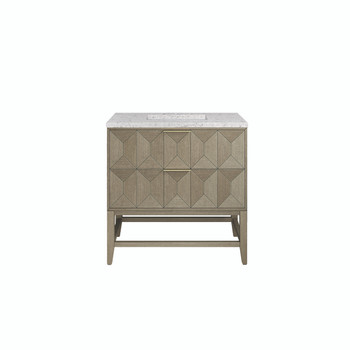 Emmeline 36" Single Vanity, Pebble Oak w/ 3 CM Eternal Jasmine Pearl Top