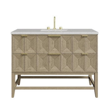 Emmeline 48" Single Vanity, Pebble Oak w/ 3 CM Eternal Jasmine Pearl Silestone Top
