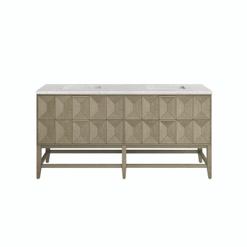 Emmeline 72" Double Vanity, Pebble Oak w/ 3 CM Eternal Jasmine Pearl Top w/FreePower Wireless Charger
