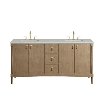 Kinnsden 72" Double Vanity, Weathered Oak w/ 3 CM Lime Delight Silestone Top
