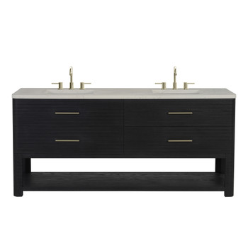 Lucian 72" Double Vanity, Carbon Oak, w/ 3 CM Siberian Silestone Widespread Top
