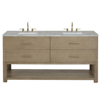 Lucian 72" Double Vanity, Pebble Oak w/ 3 CM Victorian Silver Silestone Top w/FreePower Wireless Charger