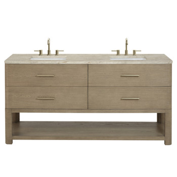 Lucian 72" Double Vanity, Pebble Oak, w/ 3 CM Tajnar Eclos Widespread Top