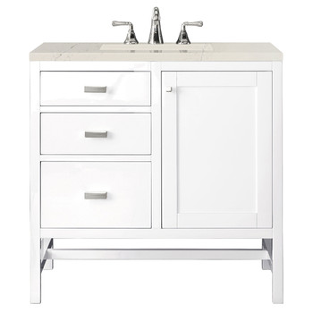Addison 36" Single Vanity, Glossy White, w/ 3 CM Siberian Silestone Top