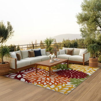 Nourison Aloha ALH05 Red Multicolor Area Rugs