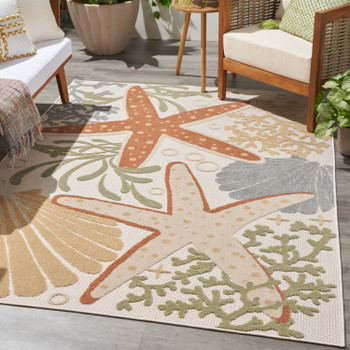 Nourison Aloha ALH24 Ivory Multicolor Area Rugs