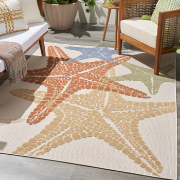 Nourison Aloha ALH28 Ivory Multicolor Area Rugs