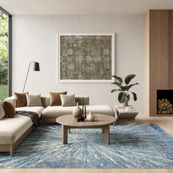 Nourison Ambiance AMI01 Blue Silver Area Rugs
