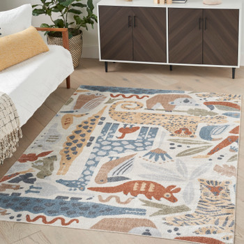 Nourison Astra Machine Washable ASW01 Ivory Area Rugs