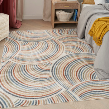 Nourison Astra Machine Washable ASW08 Ivory Multicolor Area Rugs