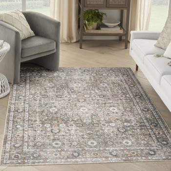Nourison Astra Machine Washable ASW16 Gold Grey Area Rugs