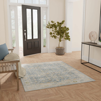 Nourison Astra Machine Washable ASW16 Teal Beige Area Rugs