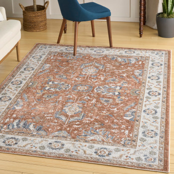 Nourison Astra Machine Washable ASW20 Rust Ivory Area Rugs