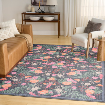 Nourison Botanical Washables BOT02 Charcoal Multicolor Area Rugs