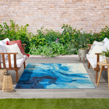 Nourison Color Splash CSP09 Blue Ivory Area Rugs