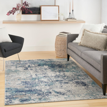 Nourison Passion PSN36 Ivory Teal Area Rugs