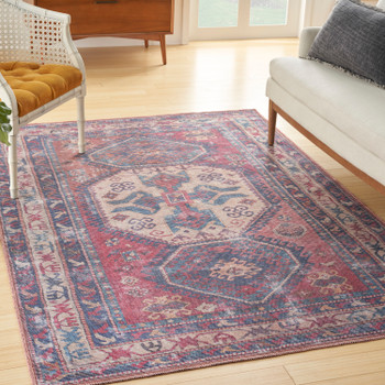 Nourison New Concept Washables SR105 Red Navy Area Rugs