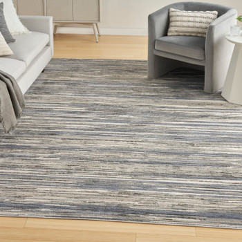 Nourison Serenity Home SRH03 Ivory Grey Blue Area Rugs