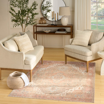 Nourison Vintage Washables VWS07 Coral Taupe Area Rugs