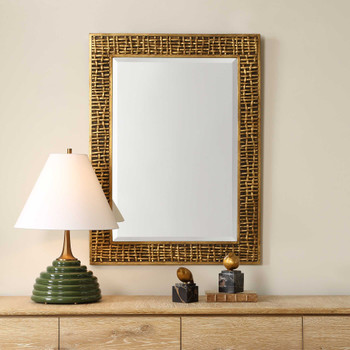 Uttermost Woven In Time Gold Mirror