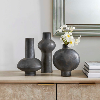 Uttermost Charcoal Bloom Indoor-Outdoor Vases Set/3