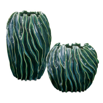 Uttermost Veridian Ridge Indoor-Outdoor Vases Set/2