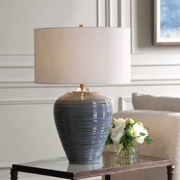 Uttermost Moher Glossy Blue Table Lamp