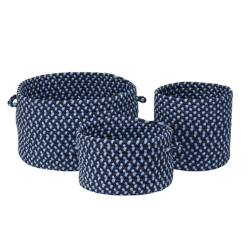 Colonial Mills Early Years Braided Toy Storage Braided Ey05 Navy Blue 10"x10"x10"/12"x12"x8"/16"x16"x10"