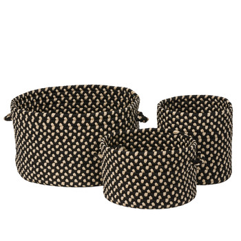 Colonial Mills Early Years Braided Toy Storage Braided Ey06 Sandy Black 10"x10"x10"/12"x12"x8"/16"x16"x10"