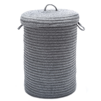 Colonial Mills Wool Blend Hamper W/ Lid Braided Ww49 Light Gray 16"x16"x24"