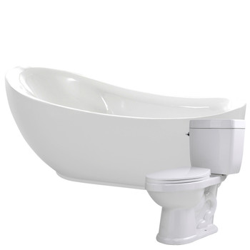 ANZZI Talyah 71 In. Acrylic Soaking Bathtub With Talos 2-piece 1.6 Gpf Single Flush Toilet - FTAZ090-T065