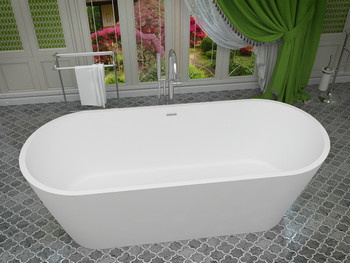 ANZZI Rossetto 5.6 Ft. Man-made Stone Center Drain Freestanding Bathtub In Matte White - FT-AZ503
