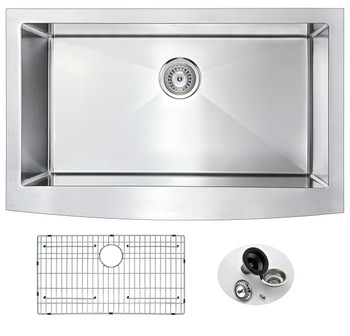 ANZZI Elysian Farmhouse Stainless Steel 32 In. 0-hole Single Bowl Kitchen Sink In Brushed Satin - K-AZ3320-1A