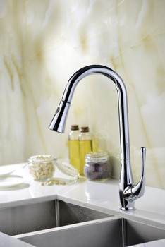 ANZZI Singer Series Single-handle Pull-down Sprayer Kitchen Faucet In Polished Chrome - KF-AZ041