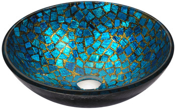 ANZZI Mosaic Series Vessel Sink In Blue/gold Mosaic - LS-AZ198