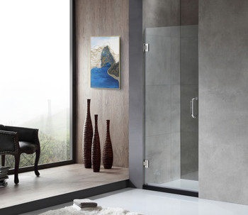 ANZZI Fellow Series 30 In. By 72 In. Frameless Hinged Shower Door In Chrome With Handle - SD-AZ09-02CH