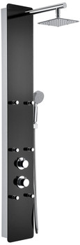 ANZZI Melody 59 In. 6-jetted Shower Panel With Heavy Rain Shower And Spray Wand In Black Deco-glass - SP-AZ018