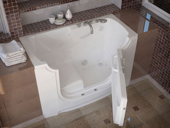 MediTub Wheel Chair Accessible 30 x 60 Right Drain White Air Jetted Wheelchair Accessible Bathtub - 3060WCARWA