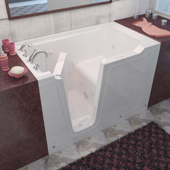 MediTub Walk-In 36 x 60 Left Drain White Whirlpool Jetted Walk-In Bathtub - 3660LWH