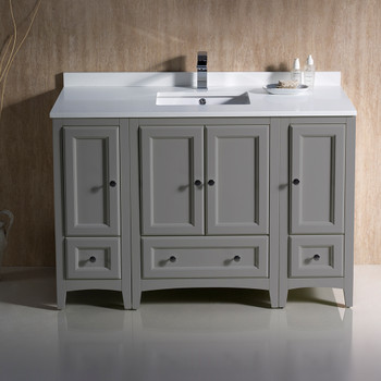 Fresca Oxford 48" Gray Traditional Bathroom Cabinets W/ Top & Sink - FCB20-122412GR-CWH-U