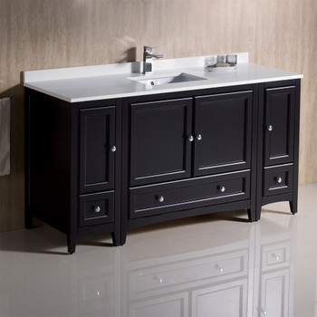 Fresca Oxford 60" Espresso Traditional Bathroom Cabinets W/ Top & Sink - FCB20-123612ES-CWH-U