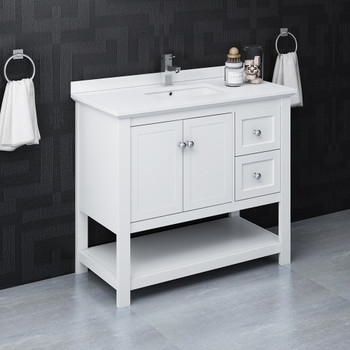 Fresca Manchester 40" White Traditional Bathroom Cabinet W/ Top & Sink - FCB2340WH-CWH-U