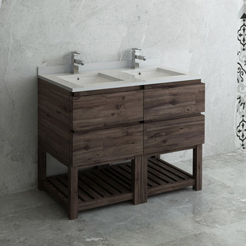 Fresca Formosa 46" Floor Standing Open Bottom Double Sink Modern Bathroom Cabinet - FCB31-2424ACA-FS