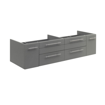 Fresca Lucera 60" Gray Wall Hung Double Undermount Sink Modern Bathroom Cabinet - FCB6160GR-UNS-D