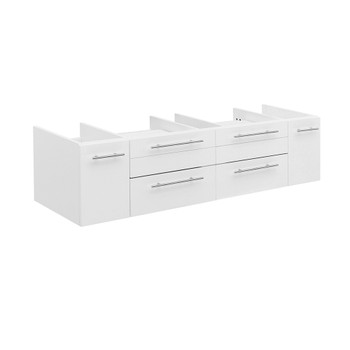 Fresca Lucera 60" White Wall Hung Single Vessel Sink Modern Bathroom Cabinet - FCB6160WH-VSL