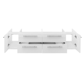 Fresca Lucera 60" White Wall Hung Double Vessel Sink Modern Bathroom Cabinet - FCB6160WH-VSL-D