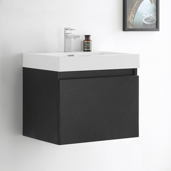 Fresca Nano 24" Black Modern Bathroom Cabinet W/ Integrated Sink - FCB8006BW-I