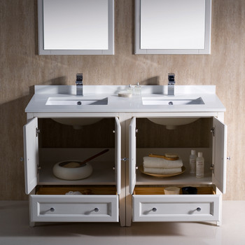 Fresca Oxford 48" Antique White Traditional Double Sink Bathroom Vanity - FVN20-2424AW