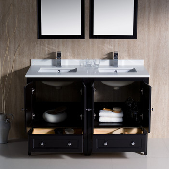 Fresca Oxford 48" Espresso Traditional Double Sink Bathroom Vanity - FVN20-2424ES