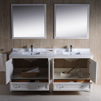 Fresca Oxford 72" Antique White Traditional Double Sink Bathroom Vanity - FVN20-3636AW